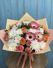 Букет цветов из:  Розы, Герберы и Хризантемы в Кудепста