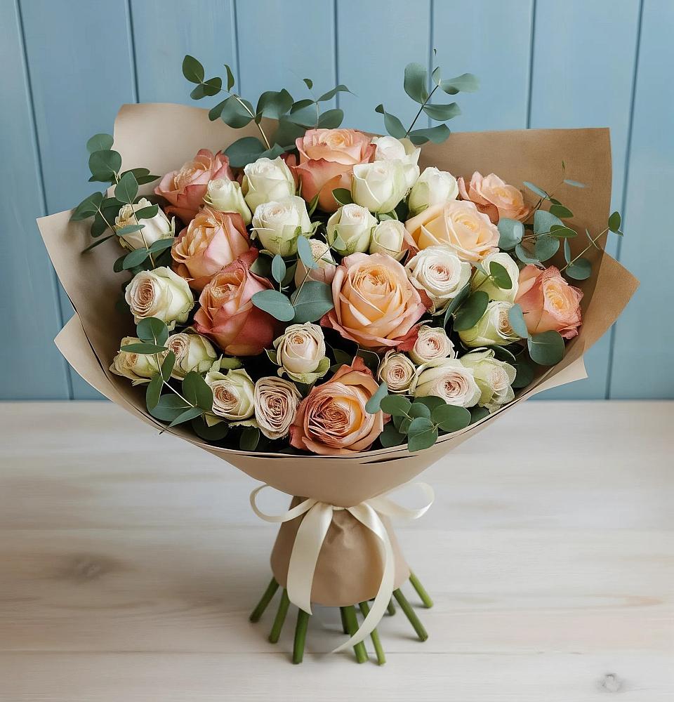 Букет цветов из: Альстромерии и Розы в Кудепста