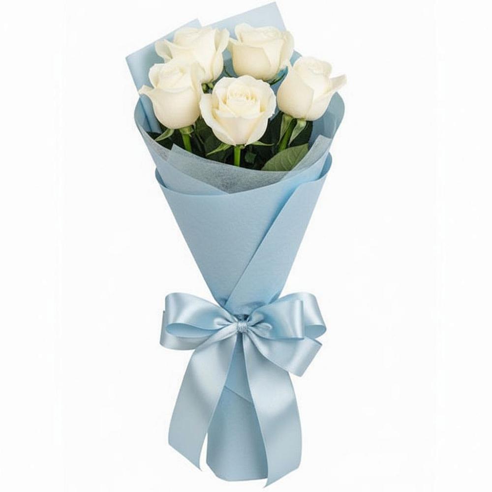 Букет 5 Белых роз Проуд в Кудепста
