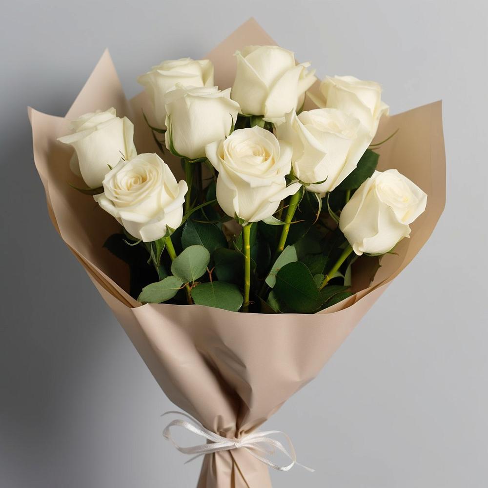 Букет 9 Белых роз Эдлесс Лав в Кудепста
