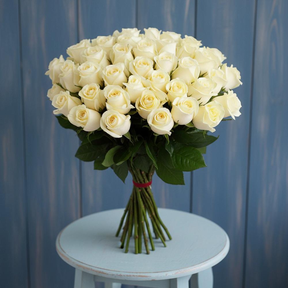 Букет 51 Белая роза Эдлесс Лав в Кудепста