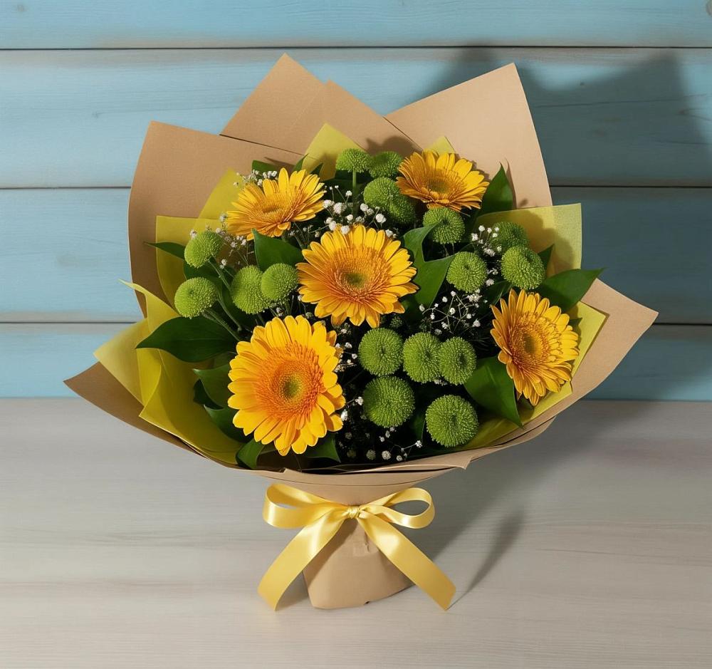 Букет цветов из: Герберы и Хризантемы в Кудепста