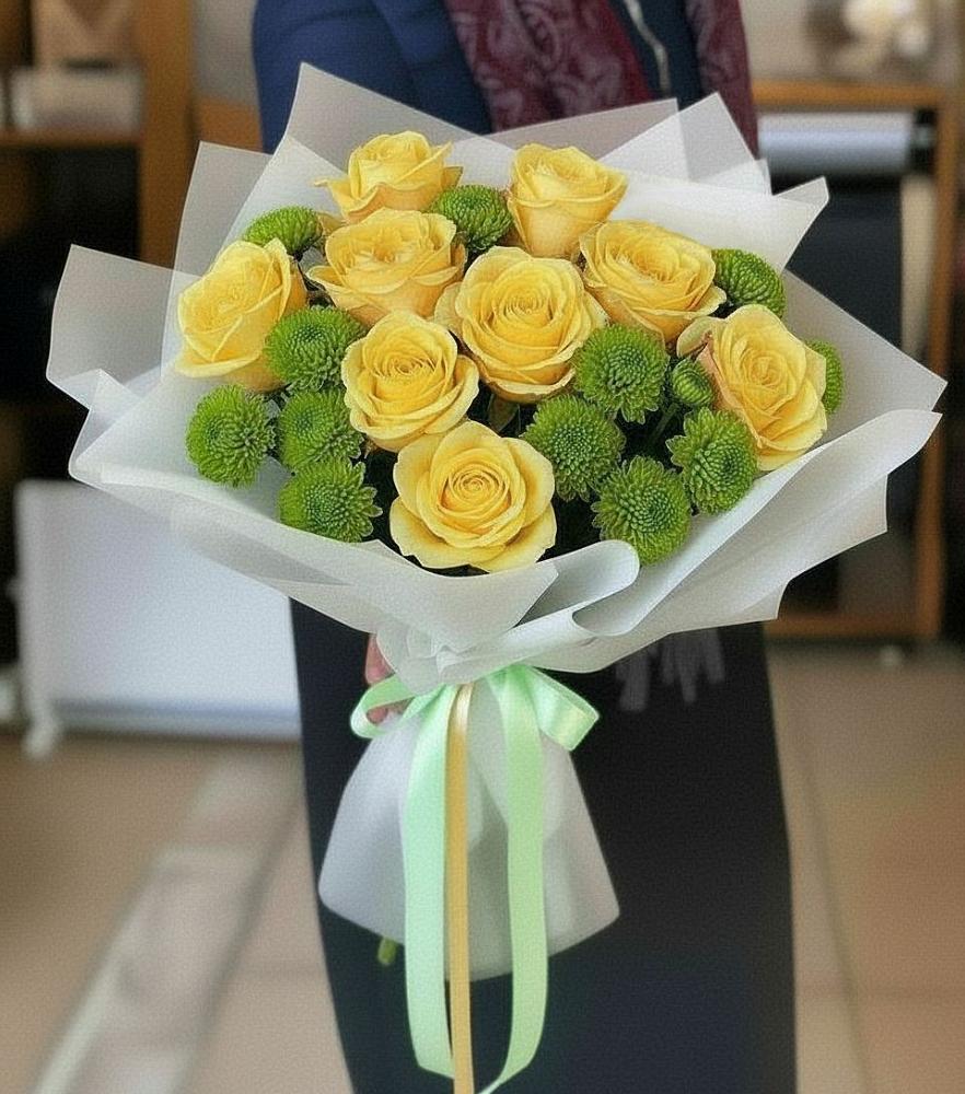 Букет цветов из: Хризантемы и Розы в Кудепста