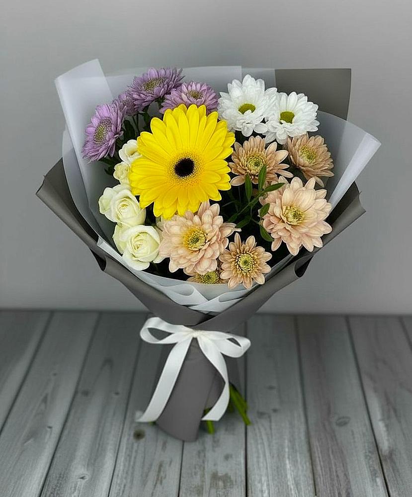 Букет цветов из: Розы, Герберы и Хризантемы в Кудепста