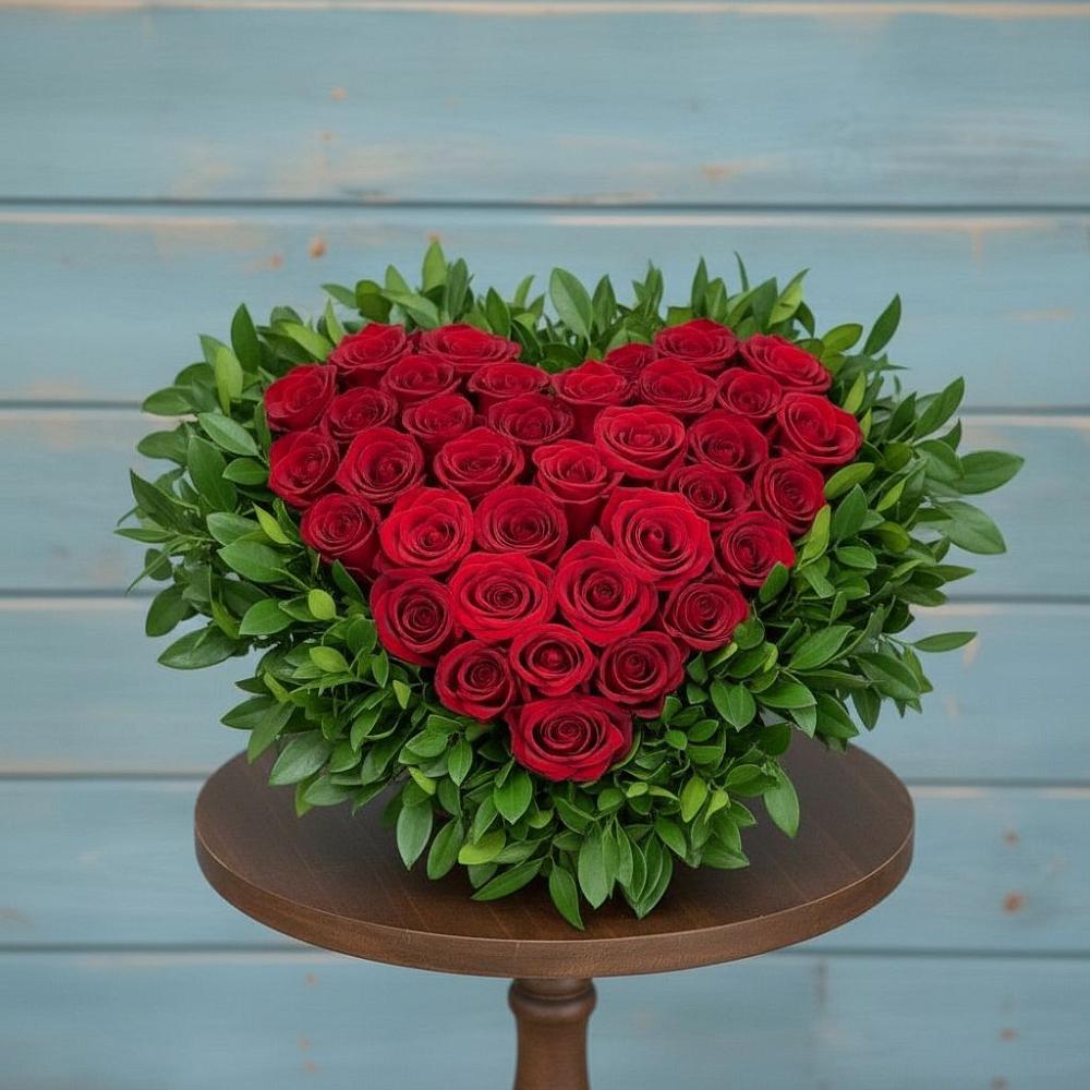 Цветочная композиция из Розы в виде сердца в Кудепста