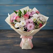 Букет цветов из:  Хризантемы, Альстромерии и Розы #REPLACE_PRED# Кудепста