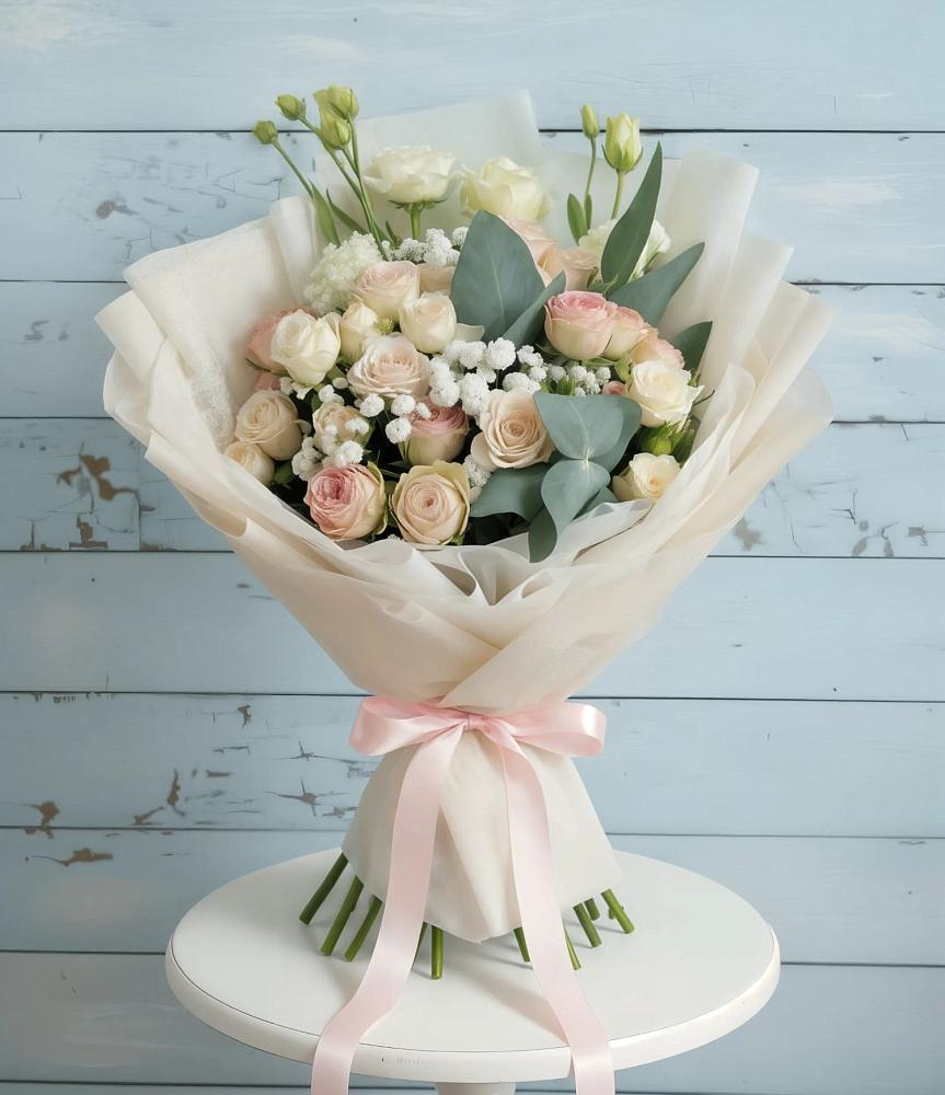 Букет цветов из: Розы и Лизиантусы в Кудепста