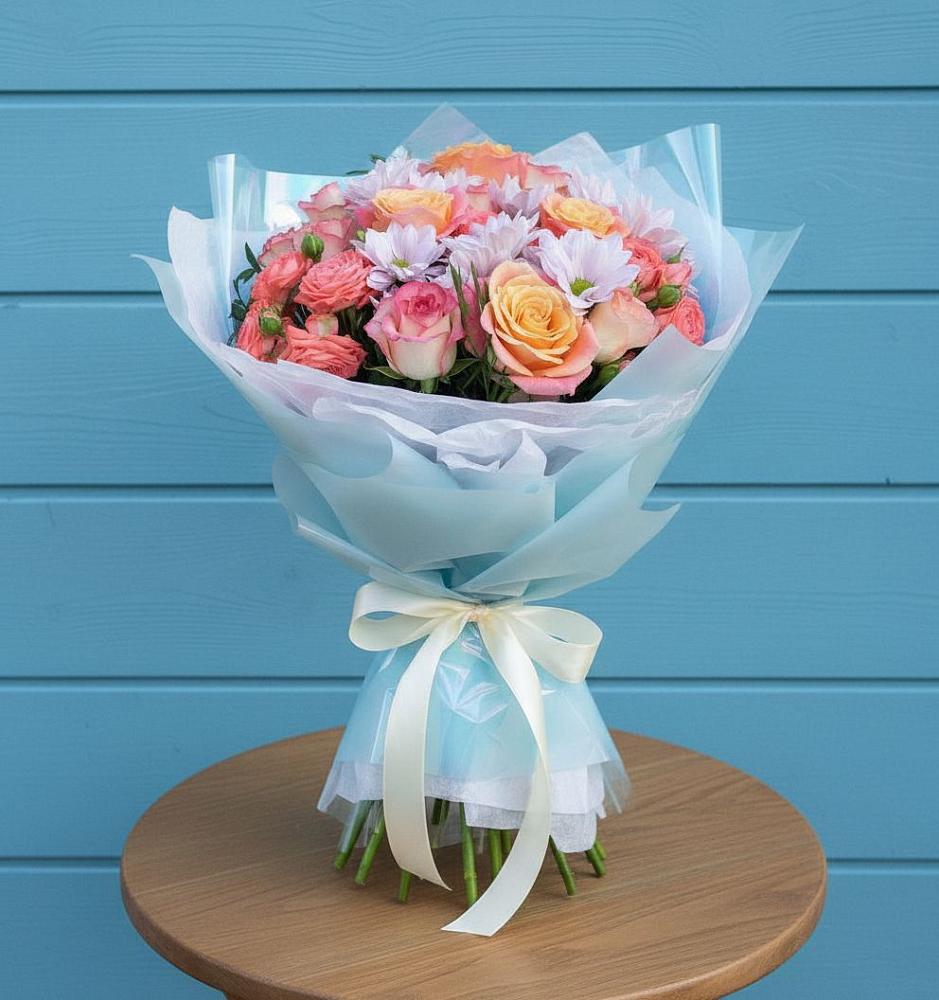 Букет цветов из: Хризантемы и Розы в Кудепста