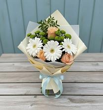 Букет цветов из:  Герберы, Розы и Хризантемы в Кудепста