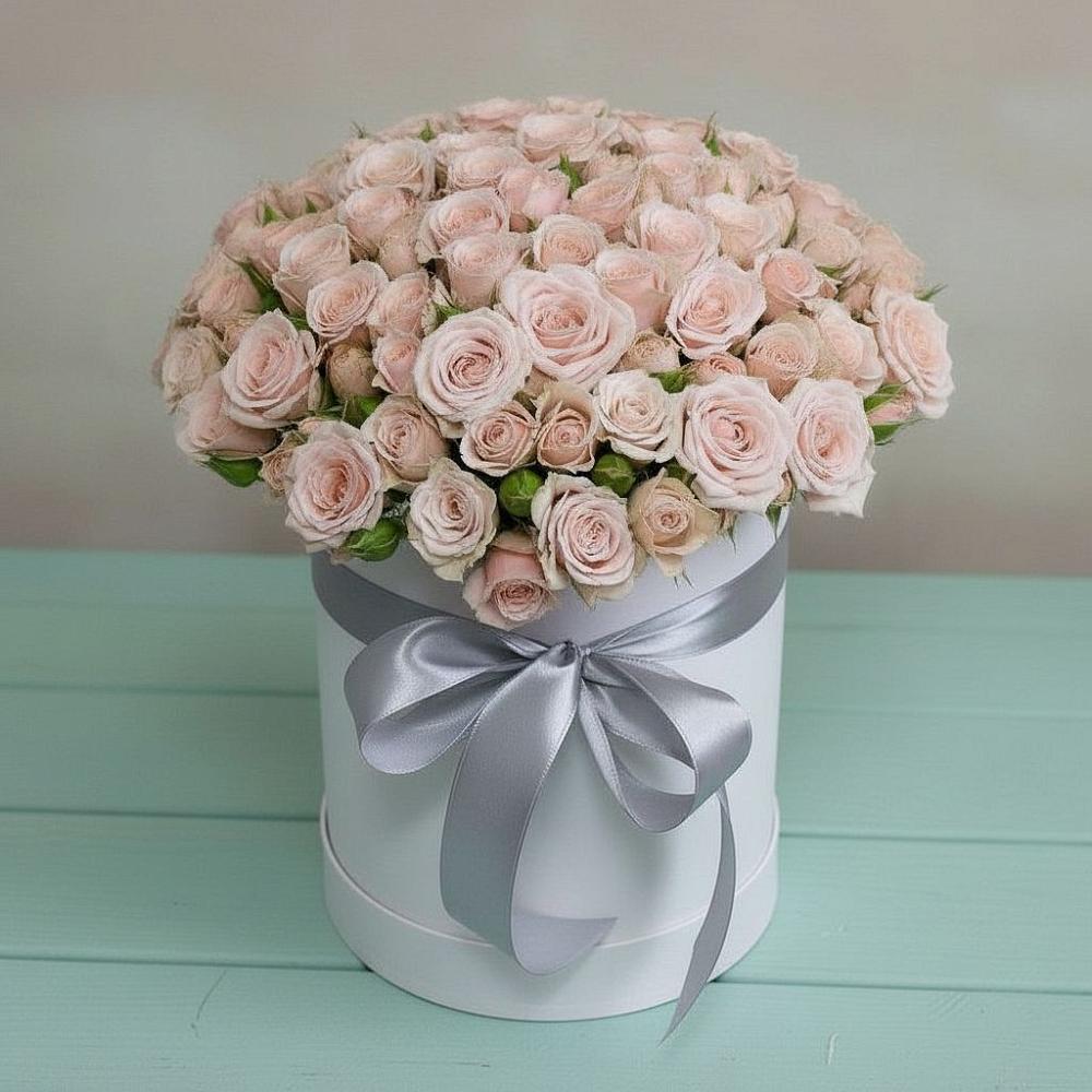 Цветочная композиция из Розы в шляпной коробке в Кудепста